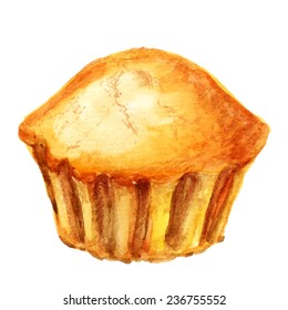 Aquarellbild von Muffin auf weißem Hintergrund. Vektor eps8