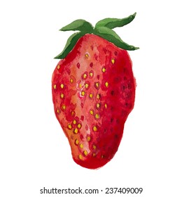 Watercolor image of strawberry isolated on white background. Vector eps8