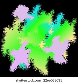 Watercolor. Imitation of pink blue, yellow strokes on a black background.