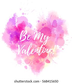 Watercolor imitation Valentine's day heart with text message.