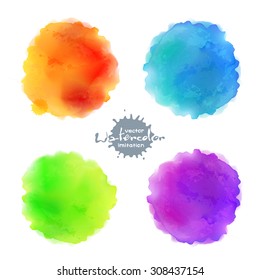 Watercolor imitation vector paint stains set