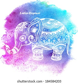 Watercolor Indian elephant illustration for your business