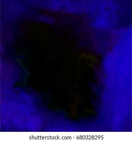 Watercolor Indigo blue night sky, black background.