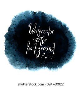 Watercolor indigo dark background. Hand drawn texture. Abstract shape. Vector illustration