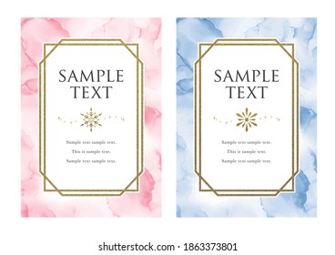 Watercolor ink background elegant card set