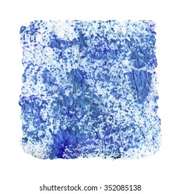 Watercolor ink grunge hand painting textures.Blue square splash,point,drops background.Blur isolated vector.Artistic shape,paper stamp.