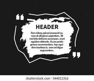 Watercolor, ink, splash Quote blank template. Quote bubble. Empty template. Circle business card template, paper sheet, information. Print design. Monochrome Quote form. Vector illustration