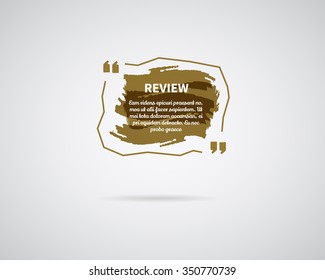 Watercolor ink splash Quote blank template. Quote bubble. Empty template. Circle business card template, paper sheet, information, text. Print multicolor design. Brown Quote form. Template vector set
