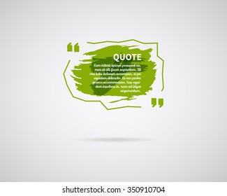 Watercolor, ink, splash Quote blank template. Quote bubble. Empty template. Circle business card template, paper sheet, information, text. Print multicolor design. Green Quote form. Template vector.