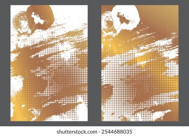 Traços de aquarela ou tinta em um modelo de banner estilo grunge. Modelo de design grunge de ouro amarelo com traços. Perfeito para adicionar um visual ousado e texturizado a banners, cartazes e designs criativos. 