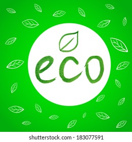 Watercolor inscription eco with green background