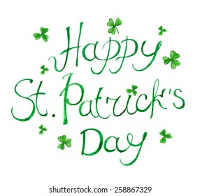 watercolor inscription st. Patrick's day 