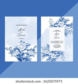 watercolor  invitation card design with floral, Elegant wedding invitation, Elegant cherry blossom wedding invitation theme 