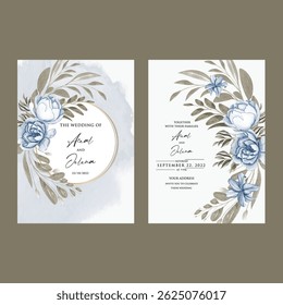 watercolor  invitation card design with floral, Elegant wedding invitation, Elegant cherry blossom wedding invitation theme 