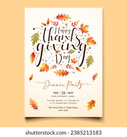 watercolor invitation template for thanksgiving celebration