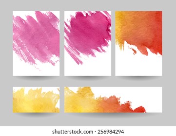 Watercolor invitations or banners set. Vector illustration