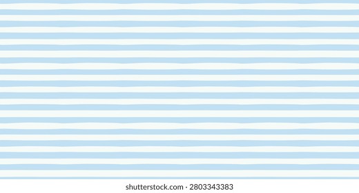 Watercolor irregular striped seamless pattern. Hand drawn blue horizontal lines background. Summer Mediterranean sea print with Italian vacation vibe. Minimal wavy repeat backdrop. Vector illustration