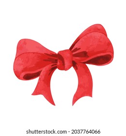 Watercolor isolated red bow element for holidays design