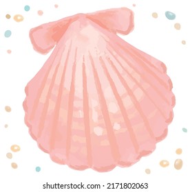 Watercolor isolated seashell. Vector illustration.