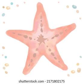Watercolor isolated starfish. Vector illustration.