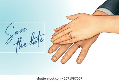 Watercolor isolated wedding couple's hands