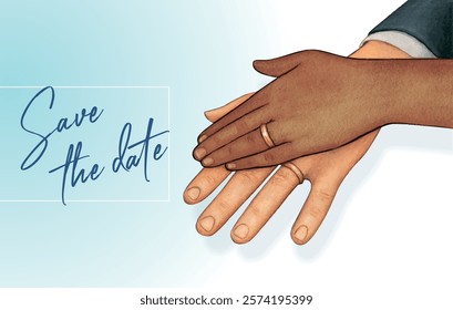 Watercolor isolated wedding couple's hands