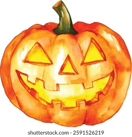 Watercolor Jack-o'-lantern Pumpkin vector illustration
