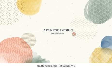 Watercolor and Japanese pattern background design.