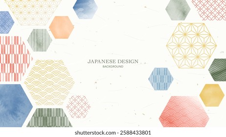 Watercolor and Japanese pattern background design.