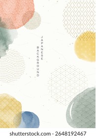 Acuarela y diseño de fondo de patrón japonés.