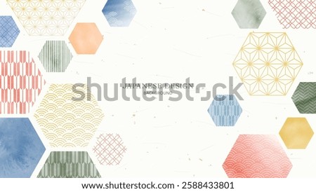 Watercolor and Japanese pattern background design.