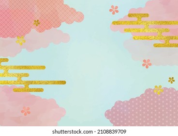 Watercolor Japanese Pattern Sakura Background