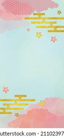 Watercolor Japanese Pattern Sakura Background