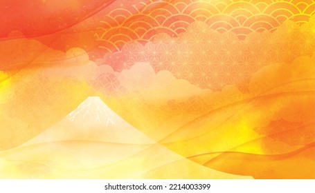 Watercolor Japanese style background illustration