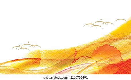 Watercolor Japanese style background illustration
