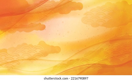 Watercolor Japanese style background illustration