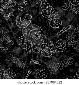 watercolor jazz seamless pattern background, vector illustration