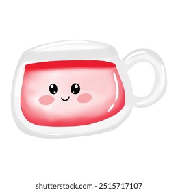 watercolor kawaii bear cartoon illustration design. kawaii ice tea