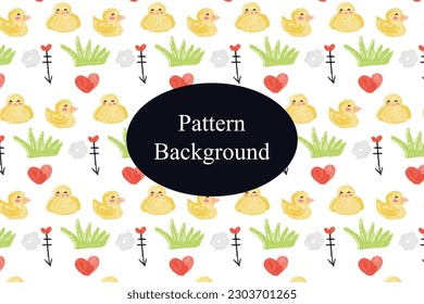 watercolor kawaii duckling pattern background