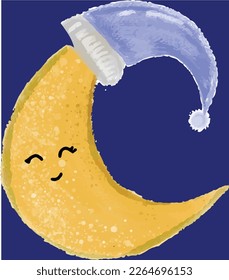 watercolor kawaii moon emoticon decoration design