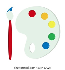 Watercolor kit. Watercolor kit. Ink pellets and brush. White background.