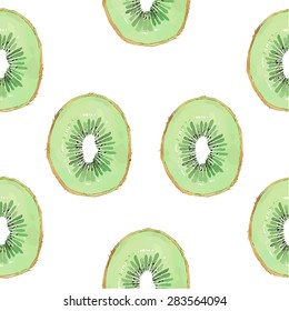 watercolor kiwi fruit pattern hand painted isolated on white background, vector illustration