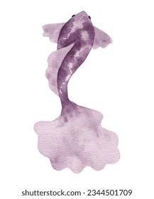 Watercolor koi fish. Single color, simple, stylized style. Ideal for adding artistic elegance to your projects. Hand drawing.