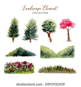 watercolor landscape nature element collection