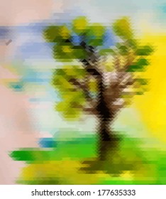 watercolor landscape tree. Vector