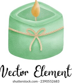 Watercolor  lantern and candle . Hand painted lantern with candle isolated on white background. Vector elements