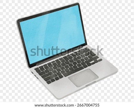 Watercolor laptop computer for school work, online learning or research, isolated vector.