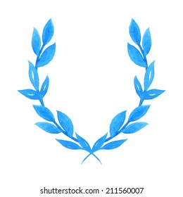 Watercolor laurel wreath. Hand painted branches. Cute aquarelle wreath. Vector illustration.