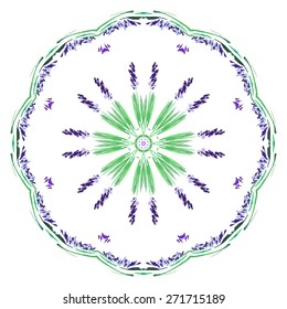 Watercolor lavender. circular ornament.