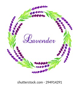 Watercolor lavender frame. Vector illlustration 